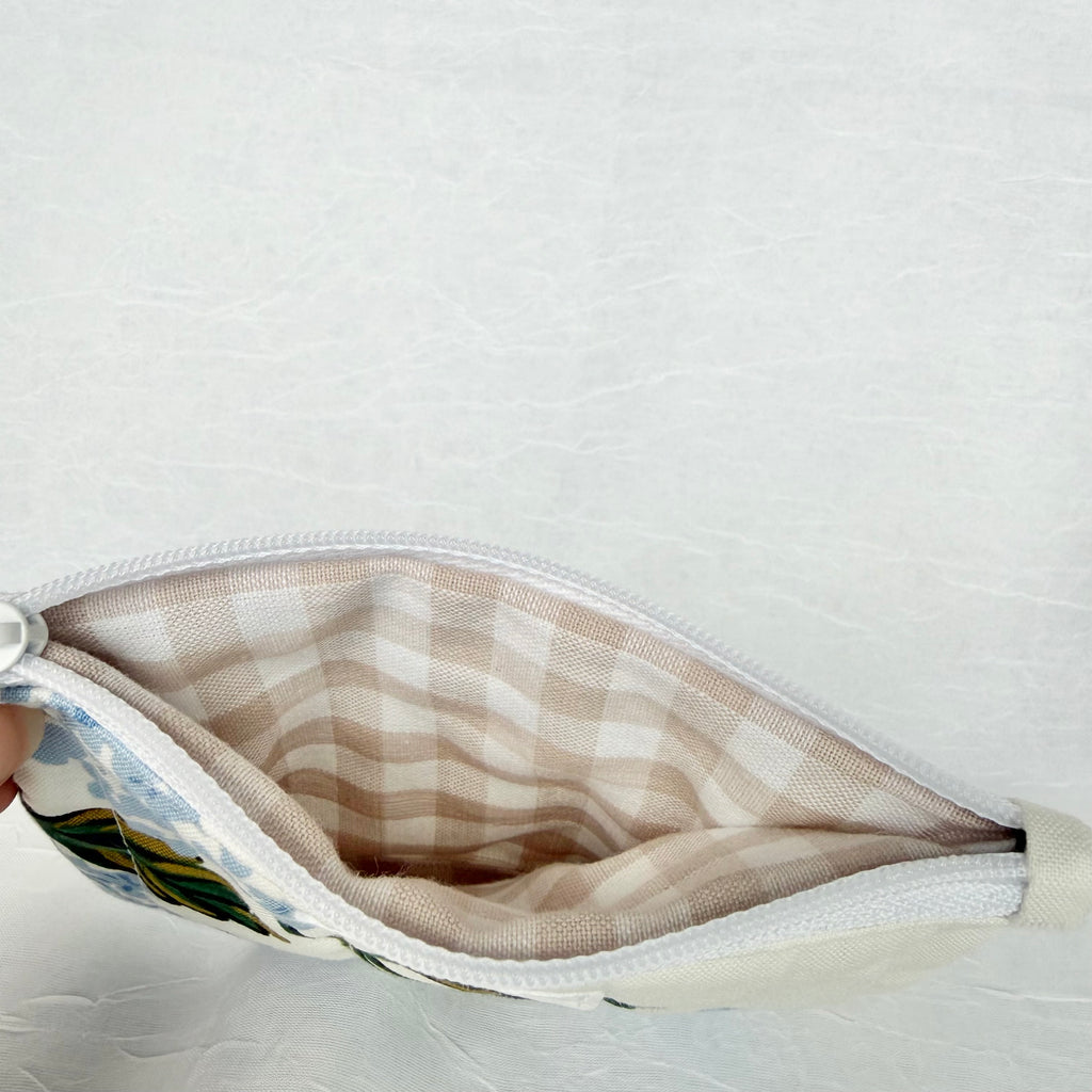 Beige Gingham interior close up on white backgrund